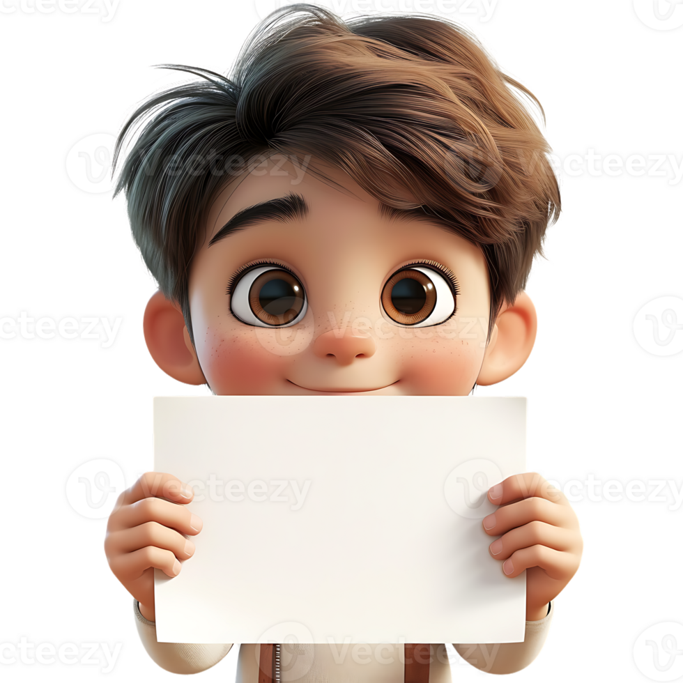AI generated Cute boy holding empty paper png