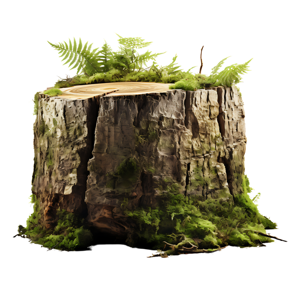 AI generated tree stump with moss png