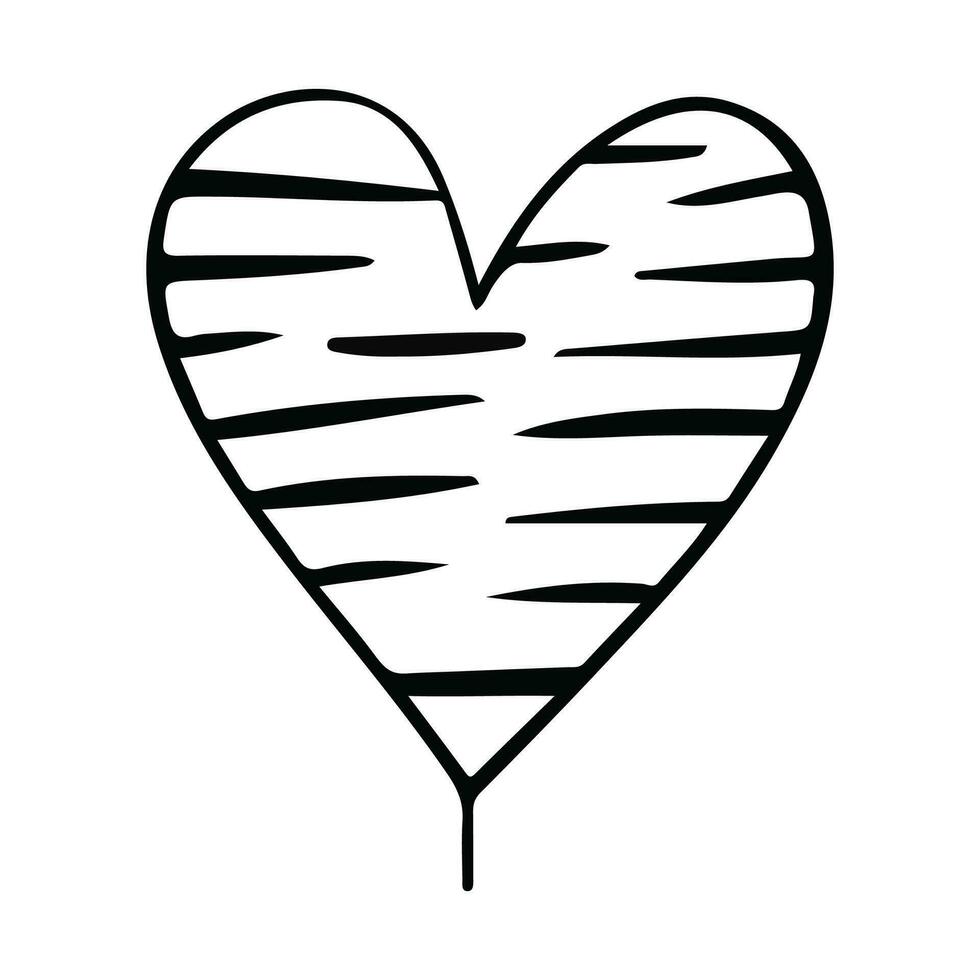 Doodle sketch heart, hand drawn love heart isolated on white background. Vector illustration for any design.