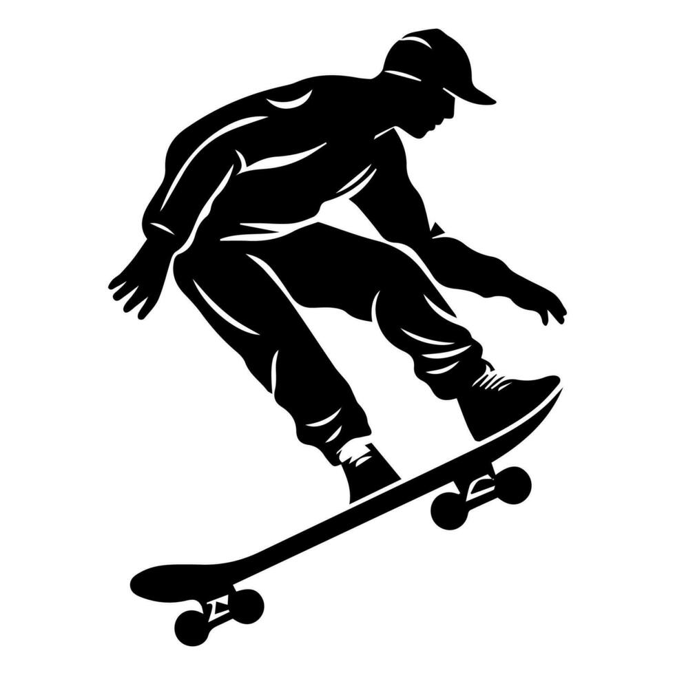 Skater silhouette isolated on white background. Skateboard. Vector illustration.