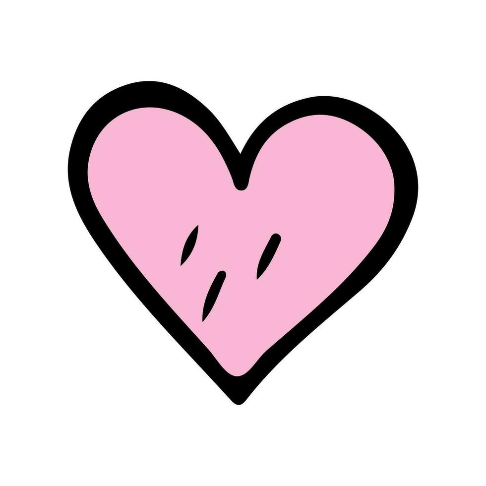 Pink sketch heart isolated on white background. Hand drawn love heart. Vector illustration for any design.