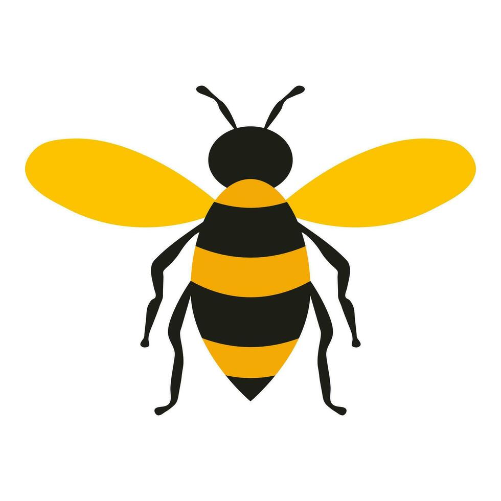 Bee flat icon isolated on white background. Insect. Vector illustration.