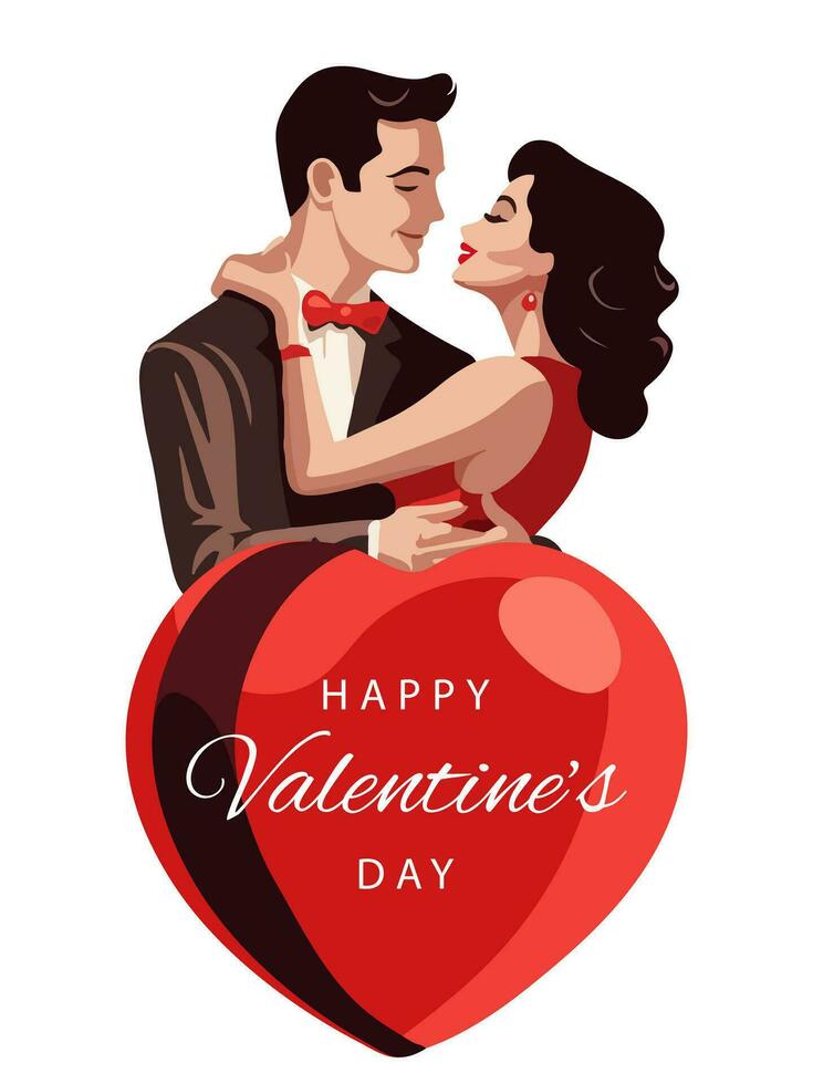 san valentin día saludo tarjeta, linda póster. vector ilustración de un Pareja en amor. volantes, invitación, póster, folleto, bandera.