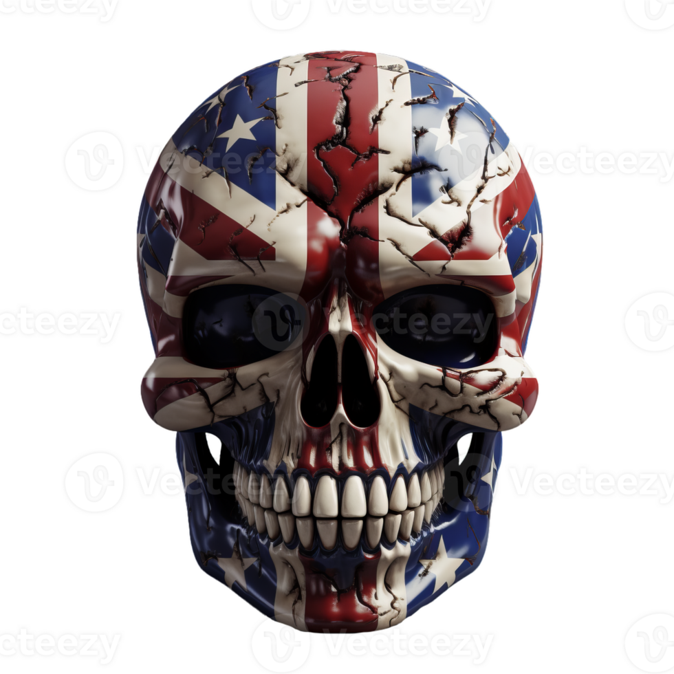 AI generated Patriotic Skull Isolated On Transparent Background png