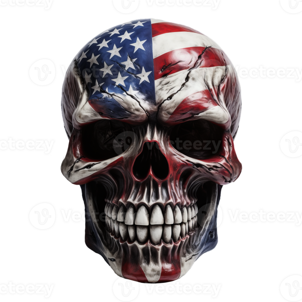 AI generated Patriotic Skull Isolated On Transparent Background png