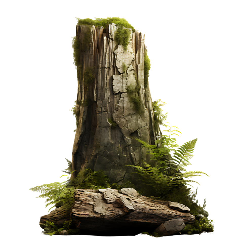 AI generated tree stump with moss png