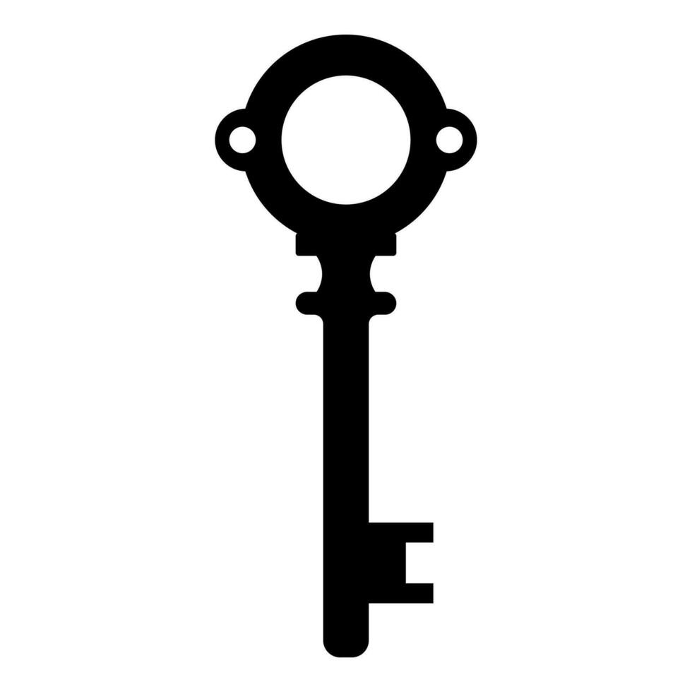 Black simple key isolated on white background. Vector illustration for any design.