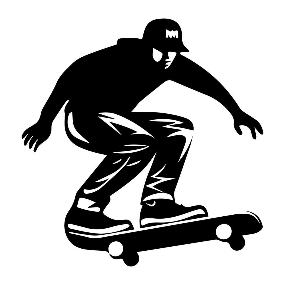 Skater silhouette isolated on white background. Skateboard. Vector illustration.