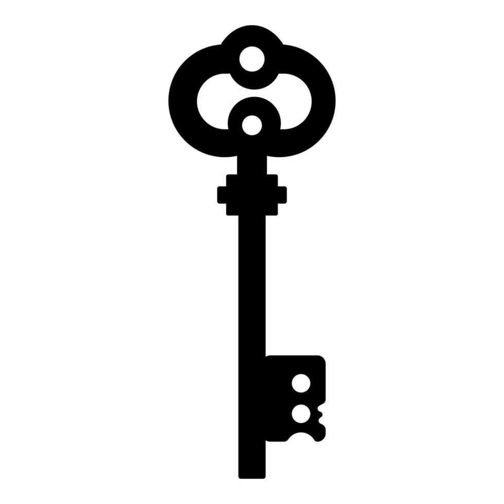 Black simple key isolated on white background. Vector illustration for any design.