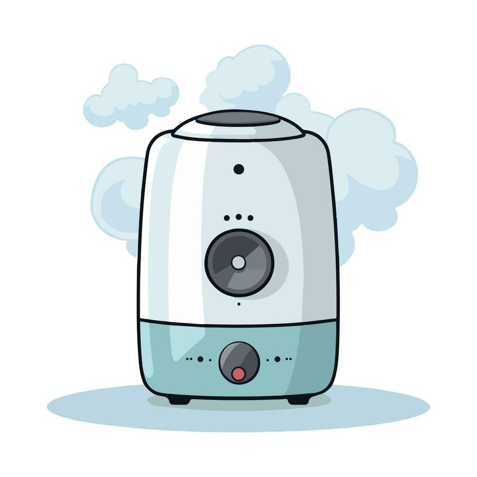 Cartoon humidifier for room, home, flat, office. Equipment, domestic, air purifier, vaporizer. Vector illustration for any design.