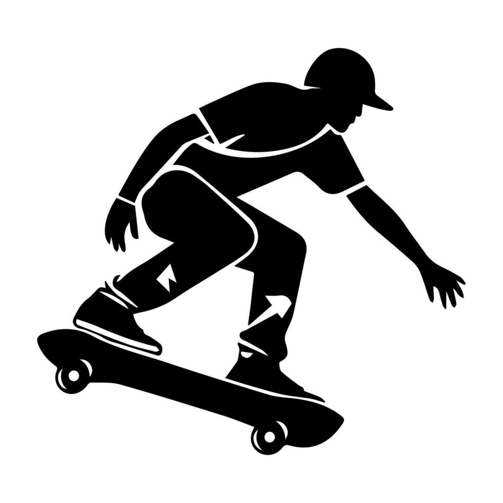 Skater silhouette isolated on white background. Skateboard. Vector illustration.