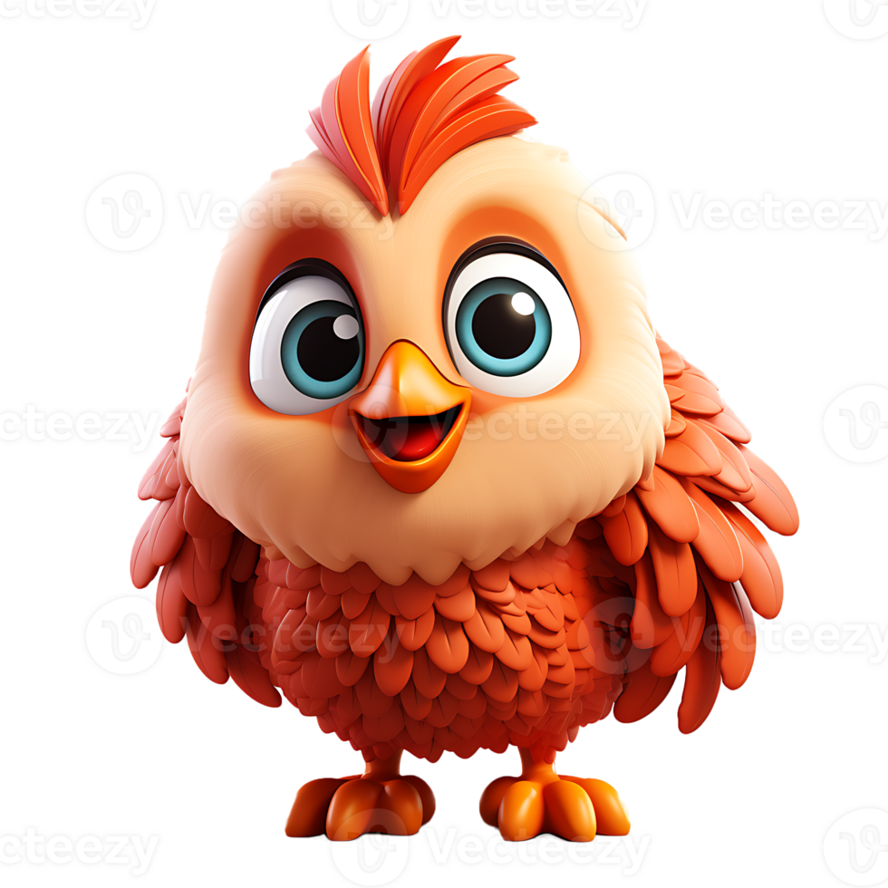 AI generated 3D Colorful Rooster Mascot Character Isolated On Transparent Background png