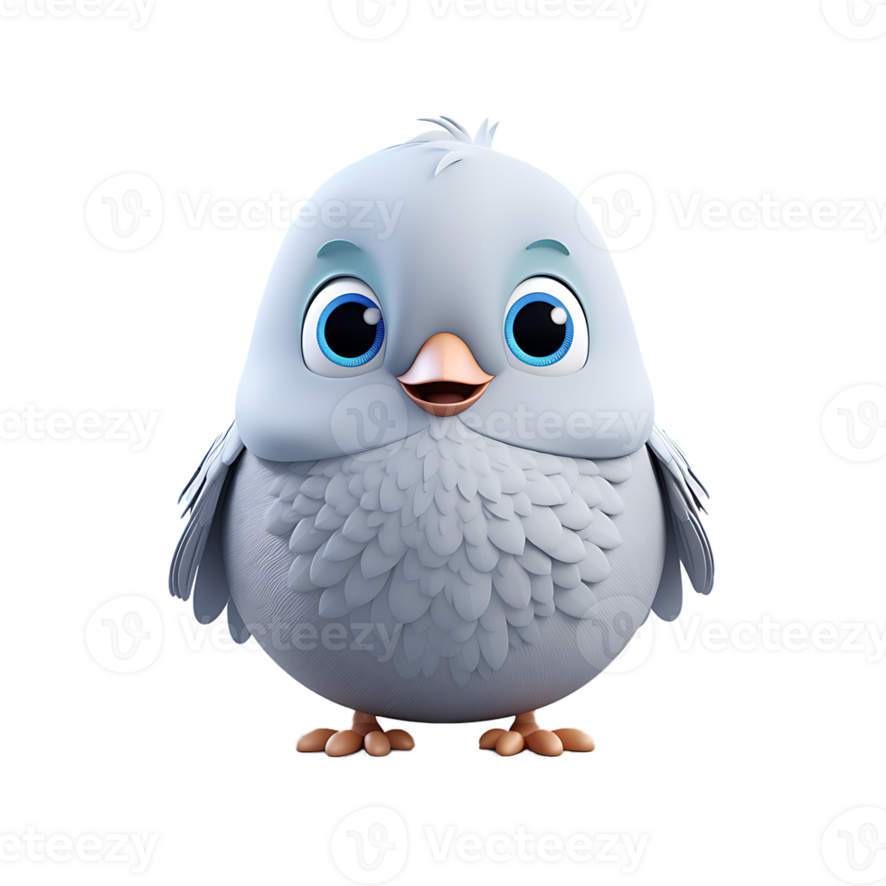 AI generated 3D Cute Bird Mascot Character Isolated On transparent Background png