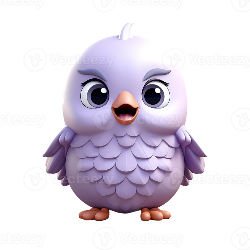 AI generated 3D Cute Bird Mascot Character Isolated On transparent Background png