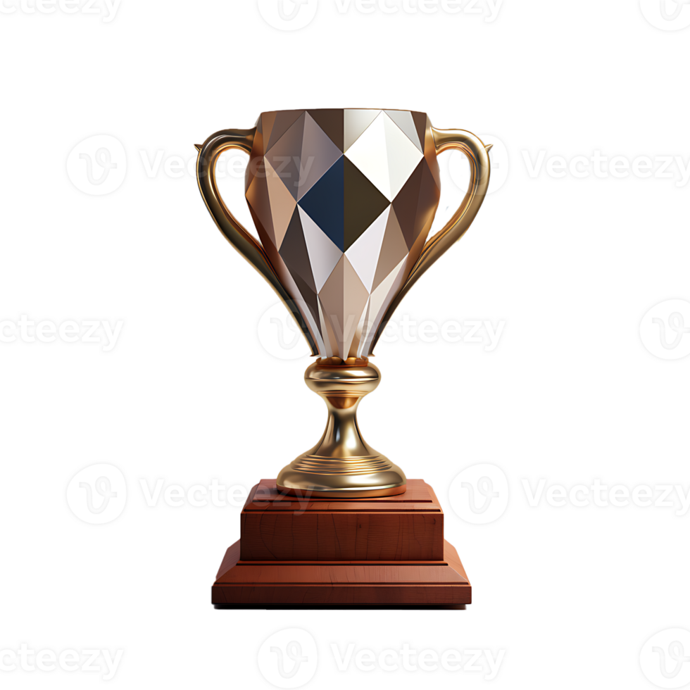 AI generated 3D Rendered Golden Trophy Isolated On Transparent Background png