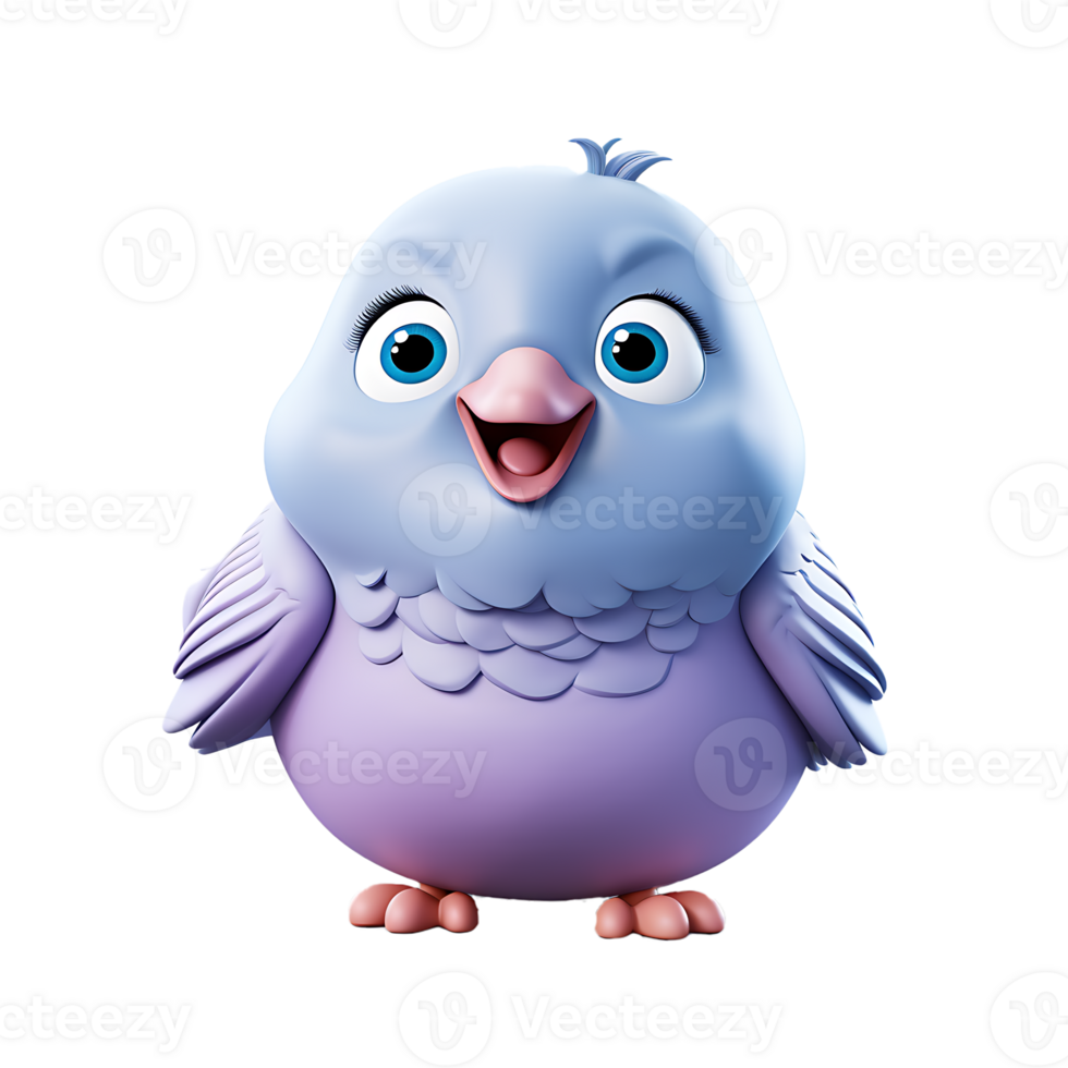 AI generated 3D Cute Bird Mascot Character Isolated On transparent Background png