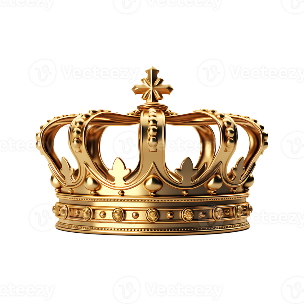 AI generated Photo Realistic of a Golden Crown Isolated On Transparent ...