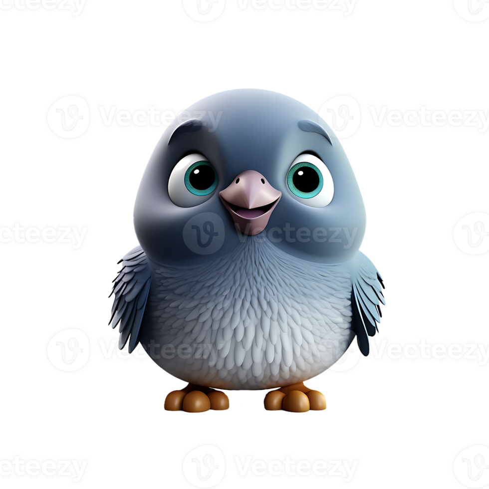 AI generated 3D Cute Bird Mascot Character Isolated On transparent Background png