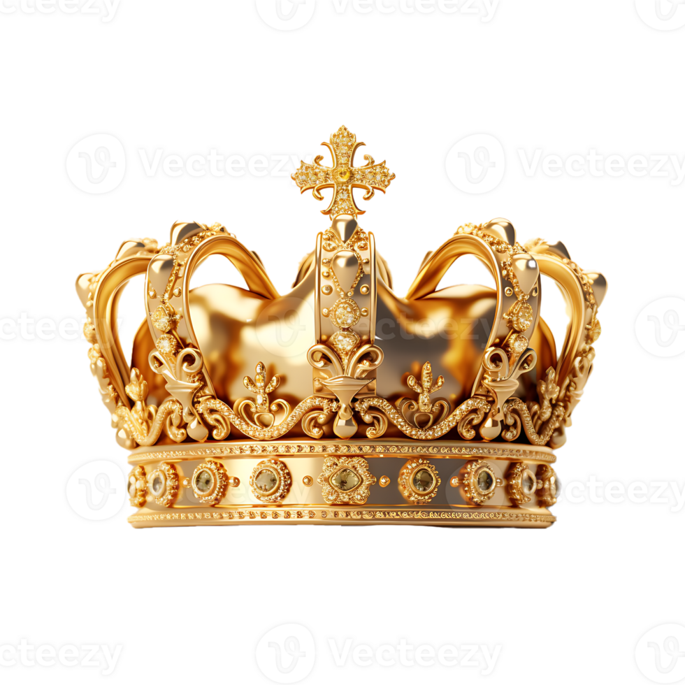 AI generated Photo Realistic of a Golden Crown Isolated On Transparent ...