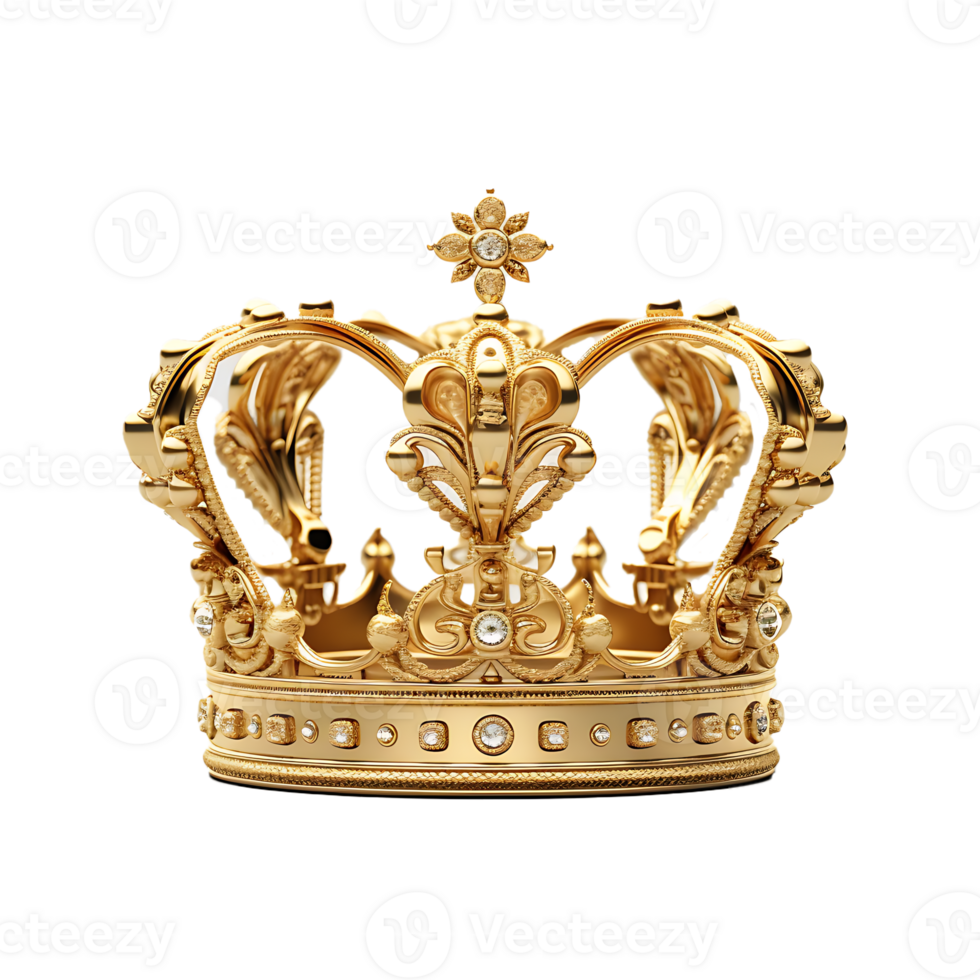 AI generated Photo Realistic of a Golden Crown Isolated On Transparent Background png