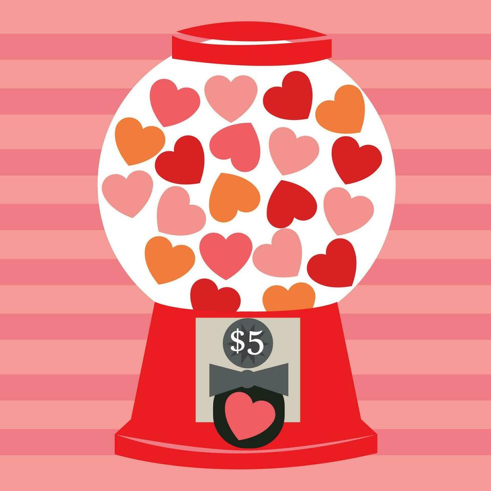 Gumball machine heart dispensing machine day of love vector