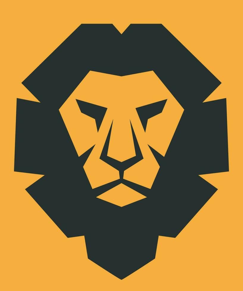 Lion Head Logo Abstract Lion Icon with Orange Background Logo Vector