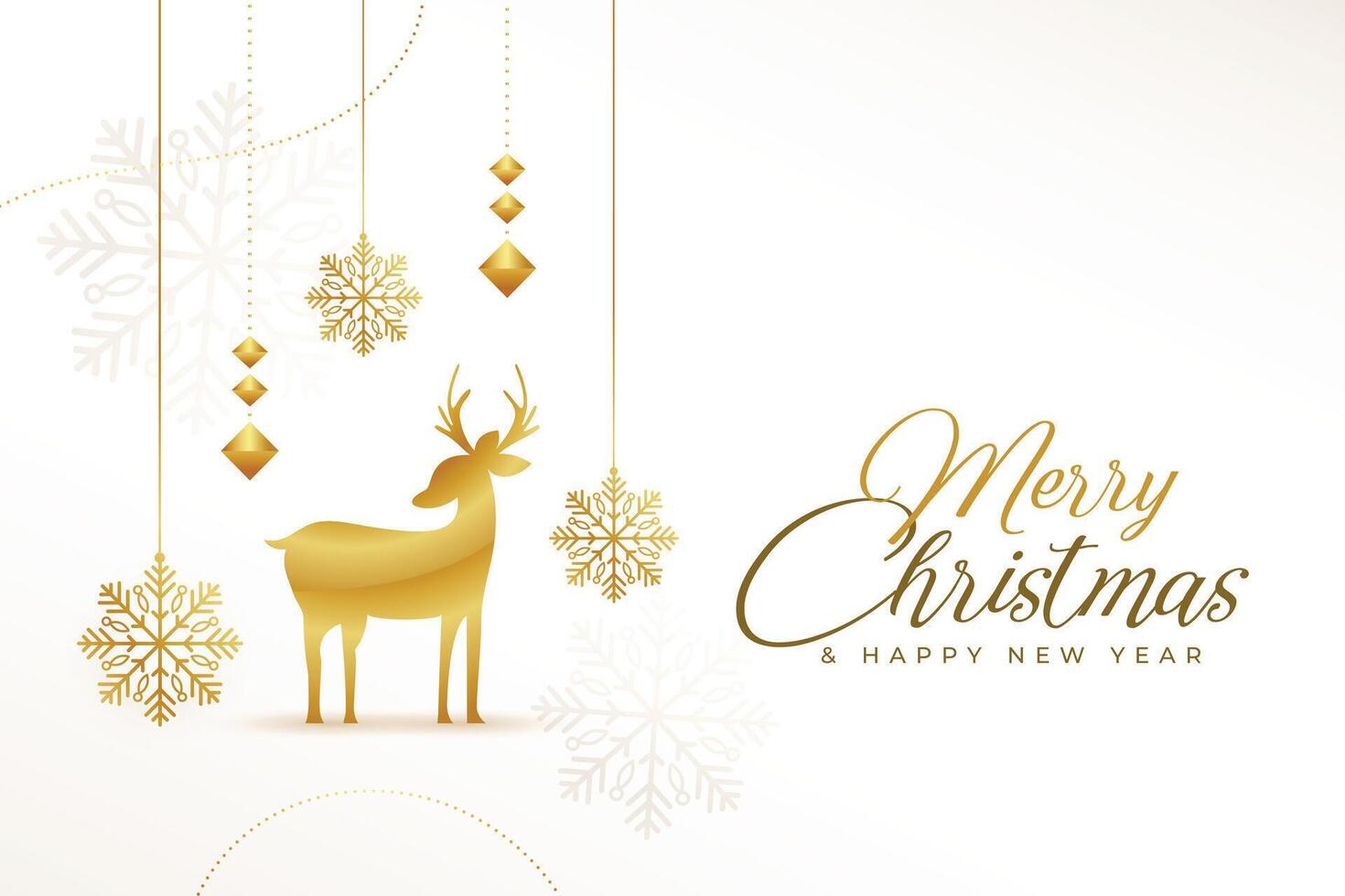 beautiful golden deer with snowflakes christmas greeting vector