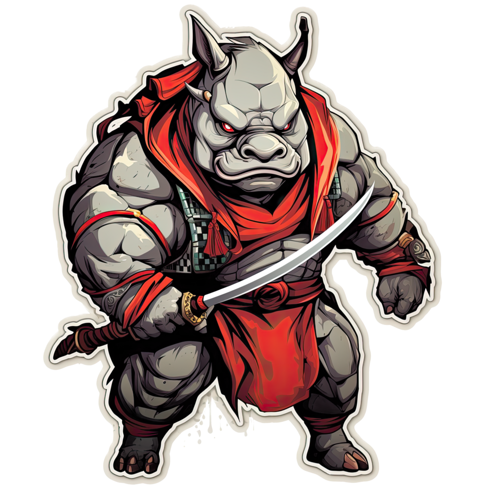AI generated colorful rhino illustration design with transparent background png