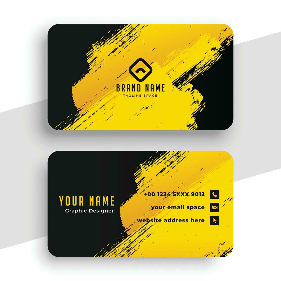 abstract grunge yellow and black business card design vector
