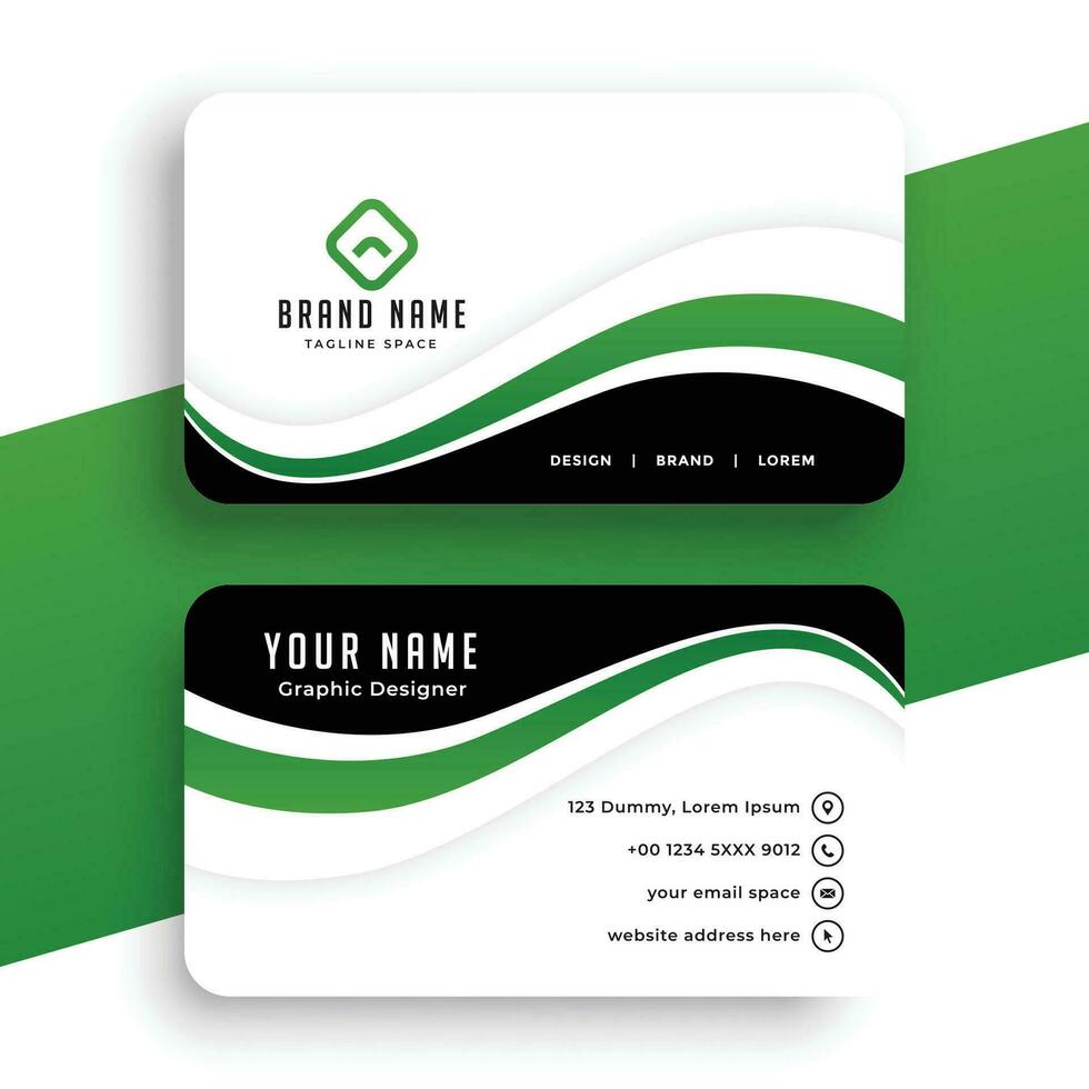 verde ola moderno negocio tarjeta diseño vector
