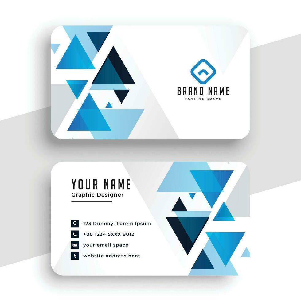 abstract triangle blue modern business card design vector