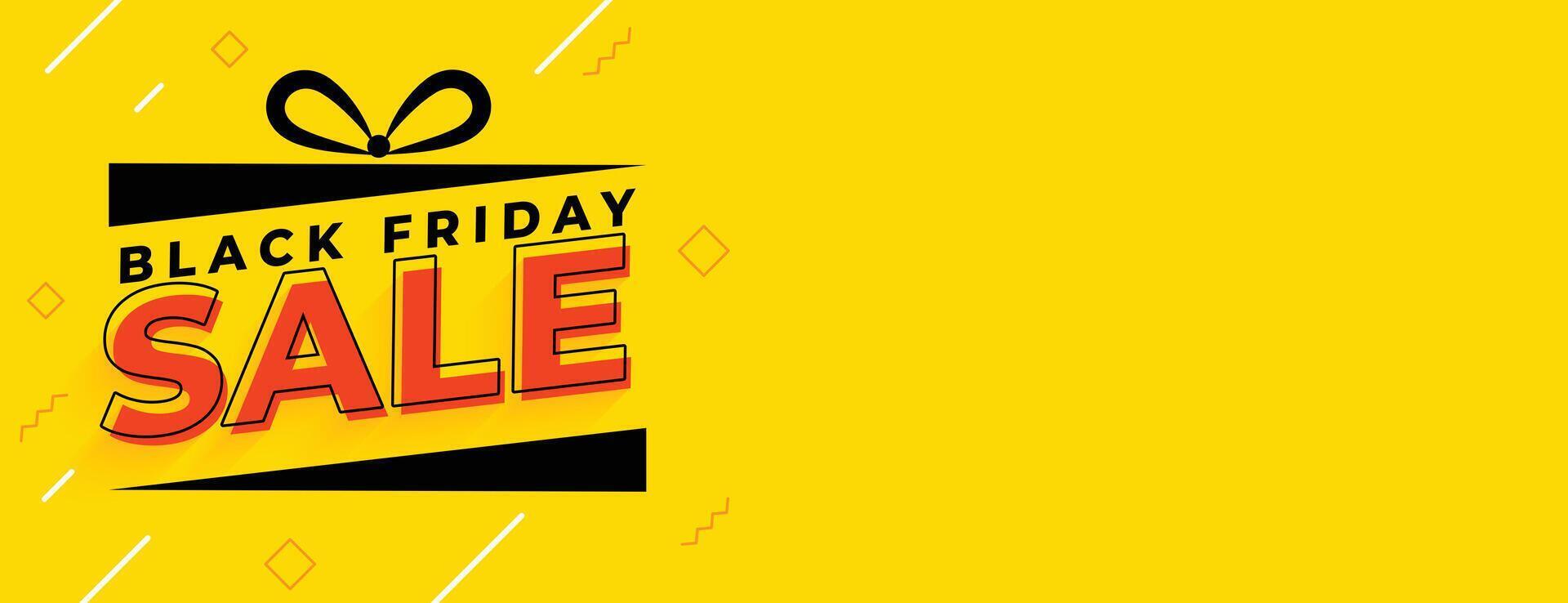 black friday sale yellow wide banner with memphis elements vector