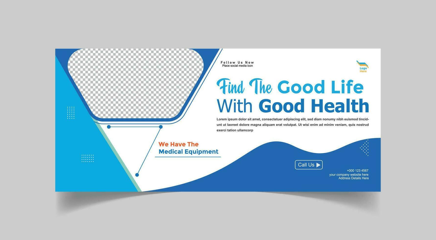 Vector modern realistic medical healthcare service face book cover design.