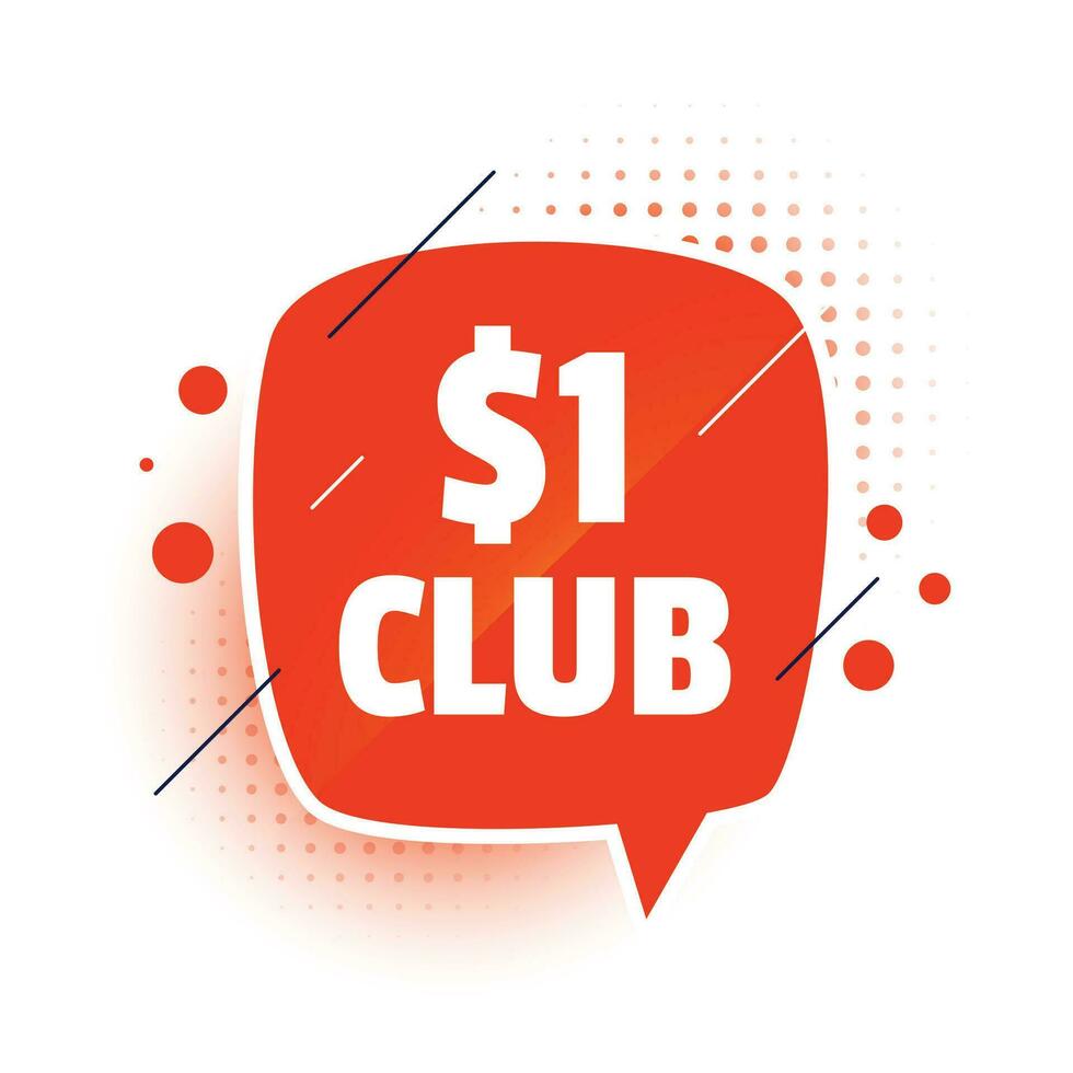 dólar uno club bandera en charla burbuja estilo vector