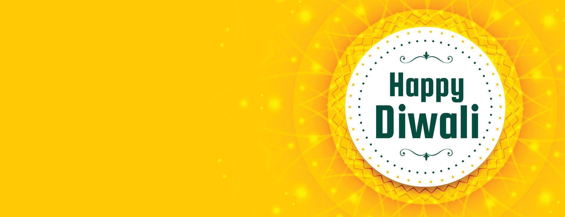 yellow banner for happy diwali festival vector