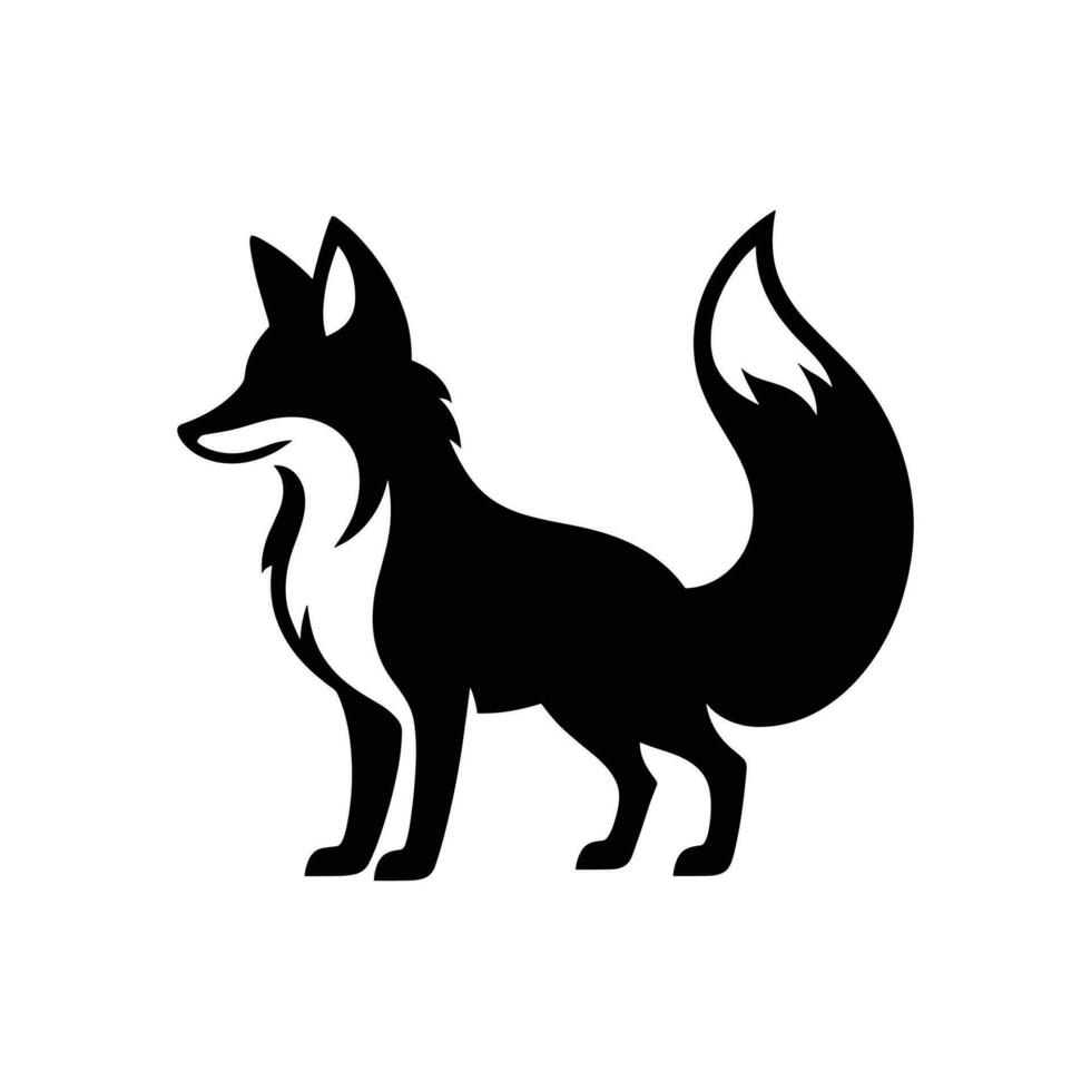 Fox Mascot Logo Silhouetted Wild Symbol in Vector Illustration