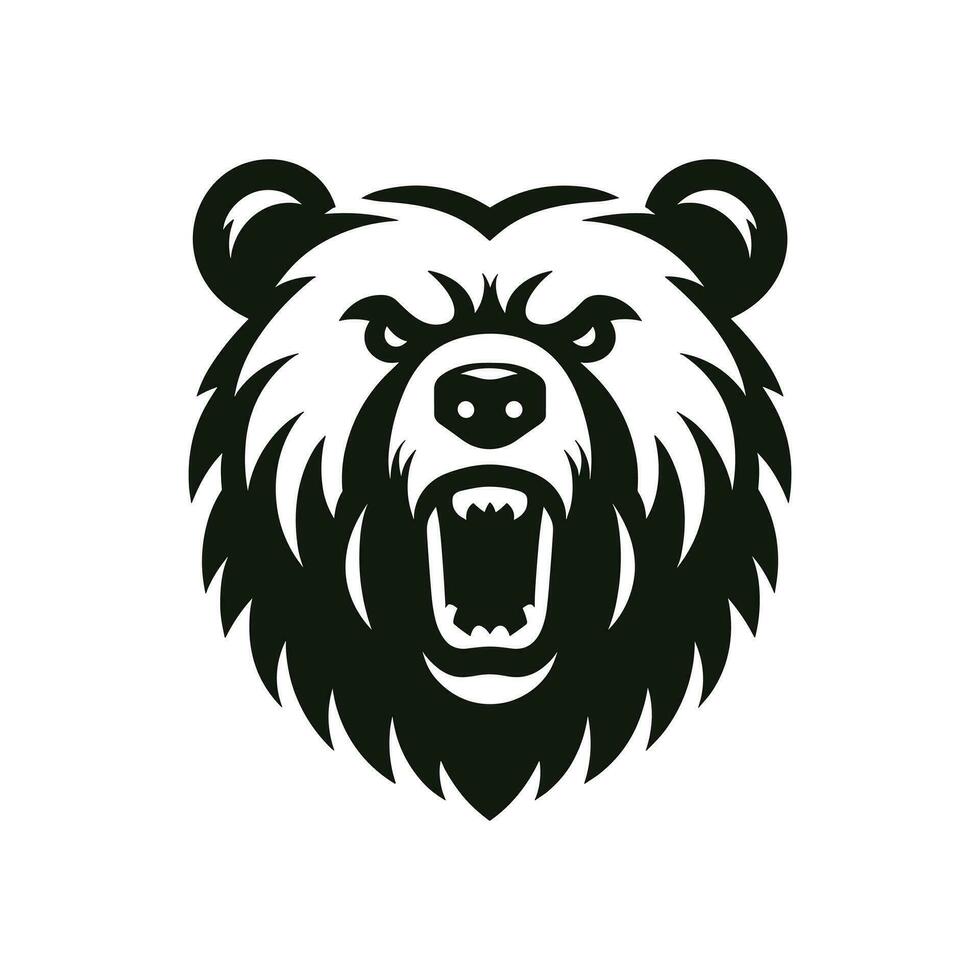 Intensity in Ink Angry Bear Silhouette Tattoo Logo Vector Illustration