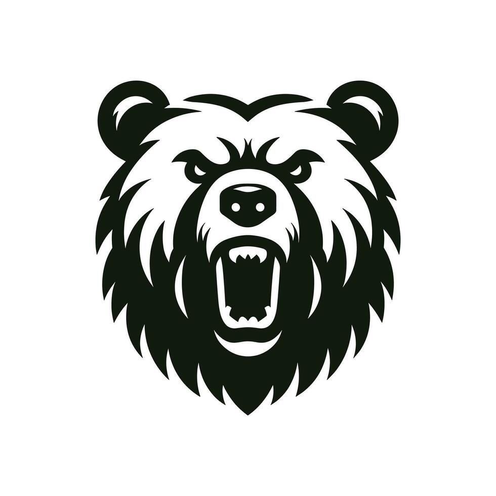 Intensity in Ink Angry Bear Silhouette Tattoo Logo Vector Illustration