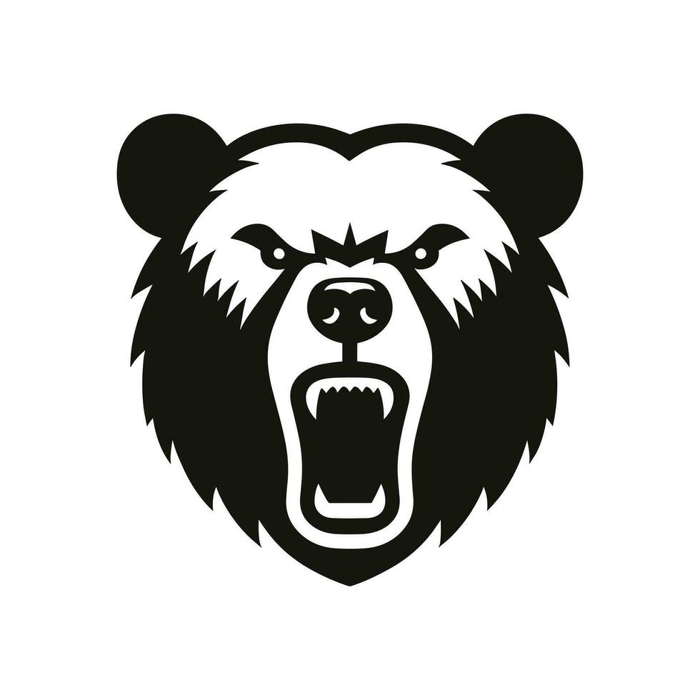 Intensity in Ink Angry Bear Silhouette Tattoo Logo Vector Illustration