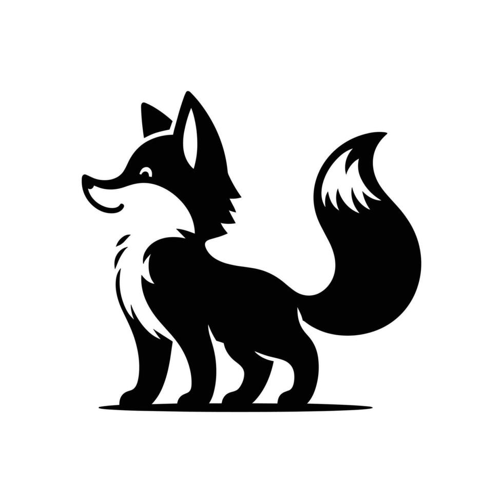 Fox Mascot Logo Silhouetted Wild Symbol in Vector Illustration