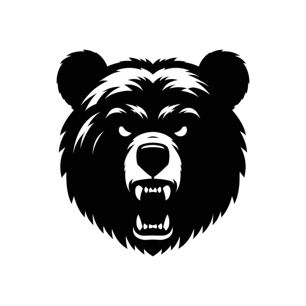 vector ilustración enojado oso silueta logo icono símbolo tatuaje