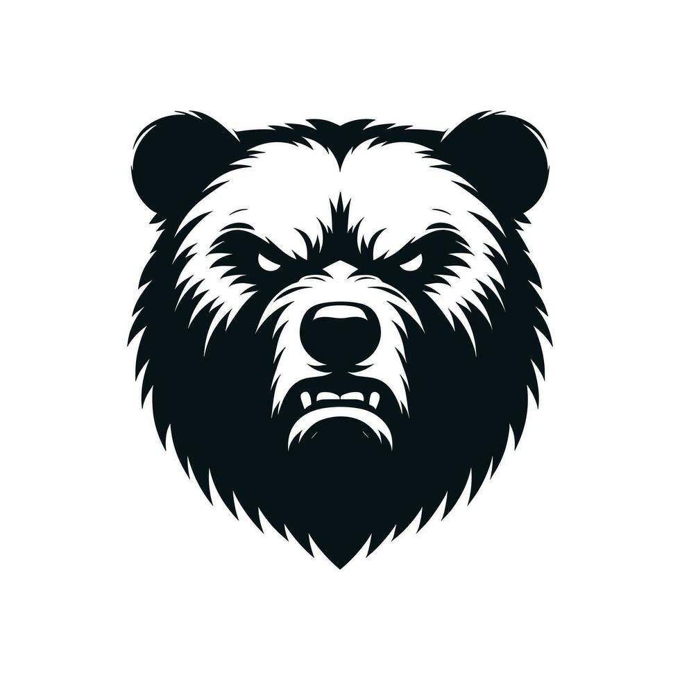 Fierce Bear Logo Silhouetted Angry Mascot in Vector Tattoo Illustration