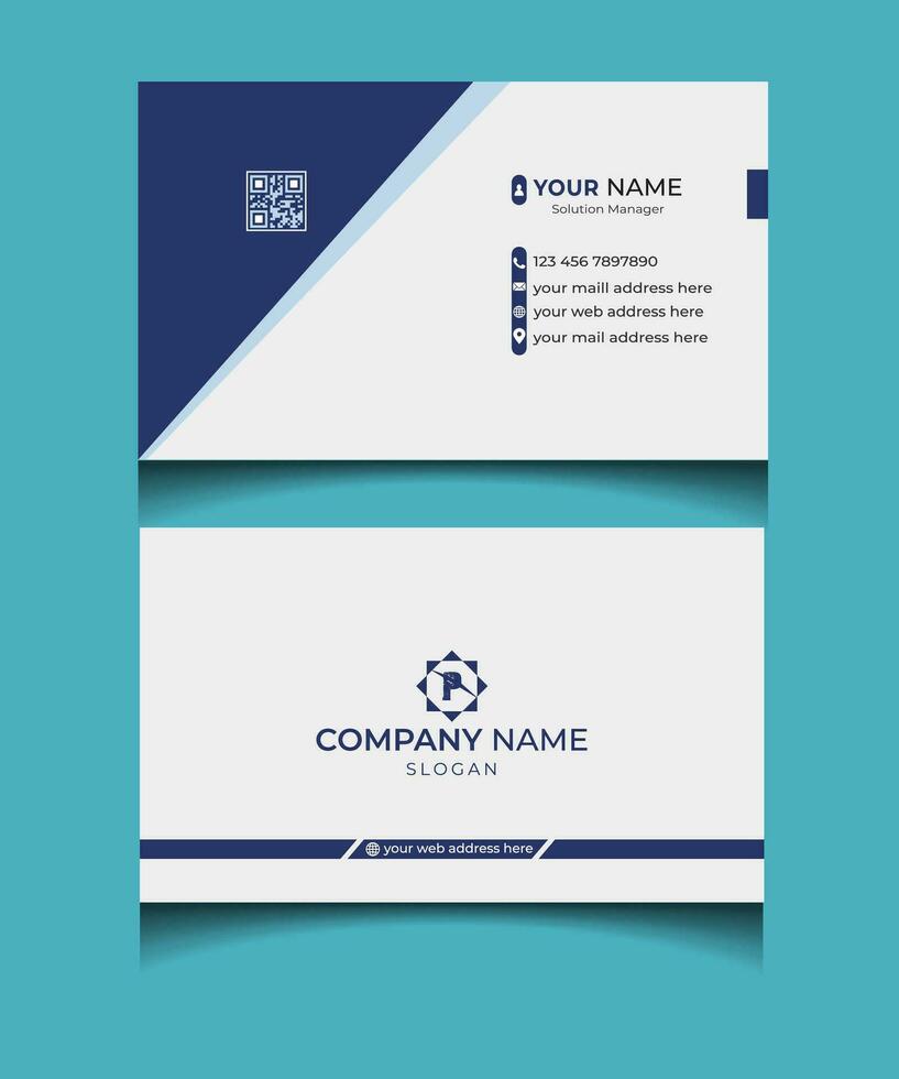 Creative Blue and White Vector Business cards clean template. simple minimal Business Card layout design.