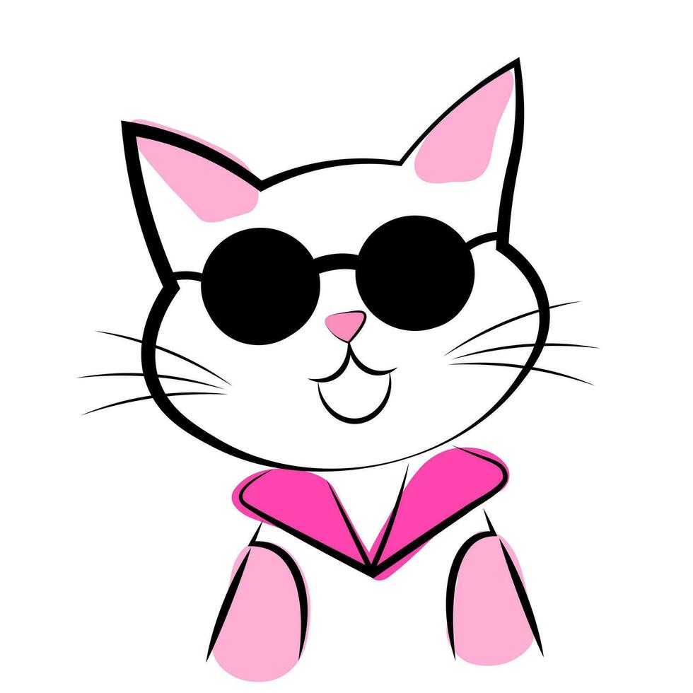 Portrait of a cat with glasses on a white background vector