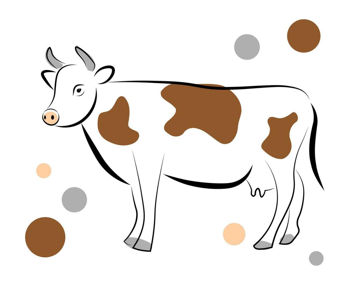 vaca sobre fondo blanco vector