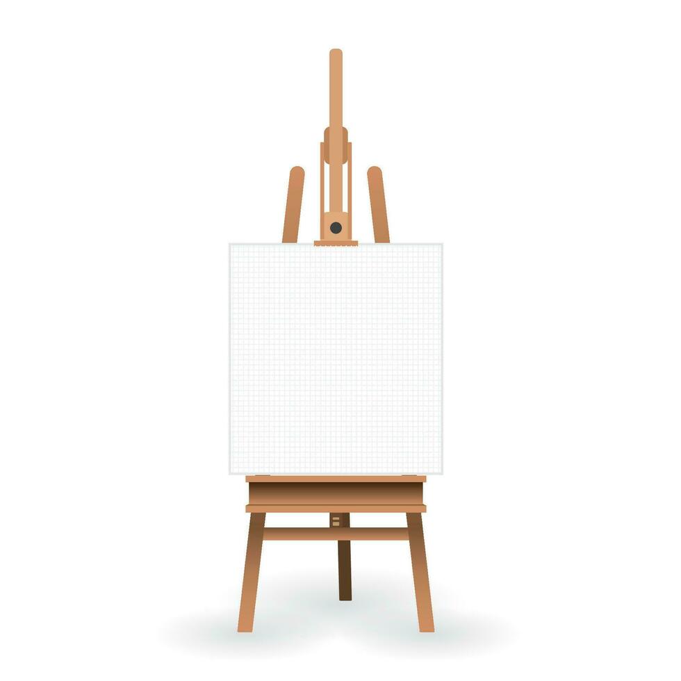 Wooden easels, one stands with blank canvas on white background 2061211  Vector Art at Vecteezy