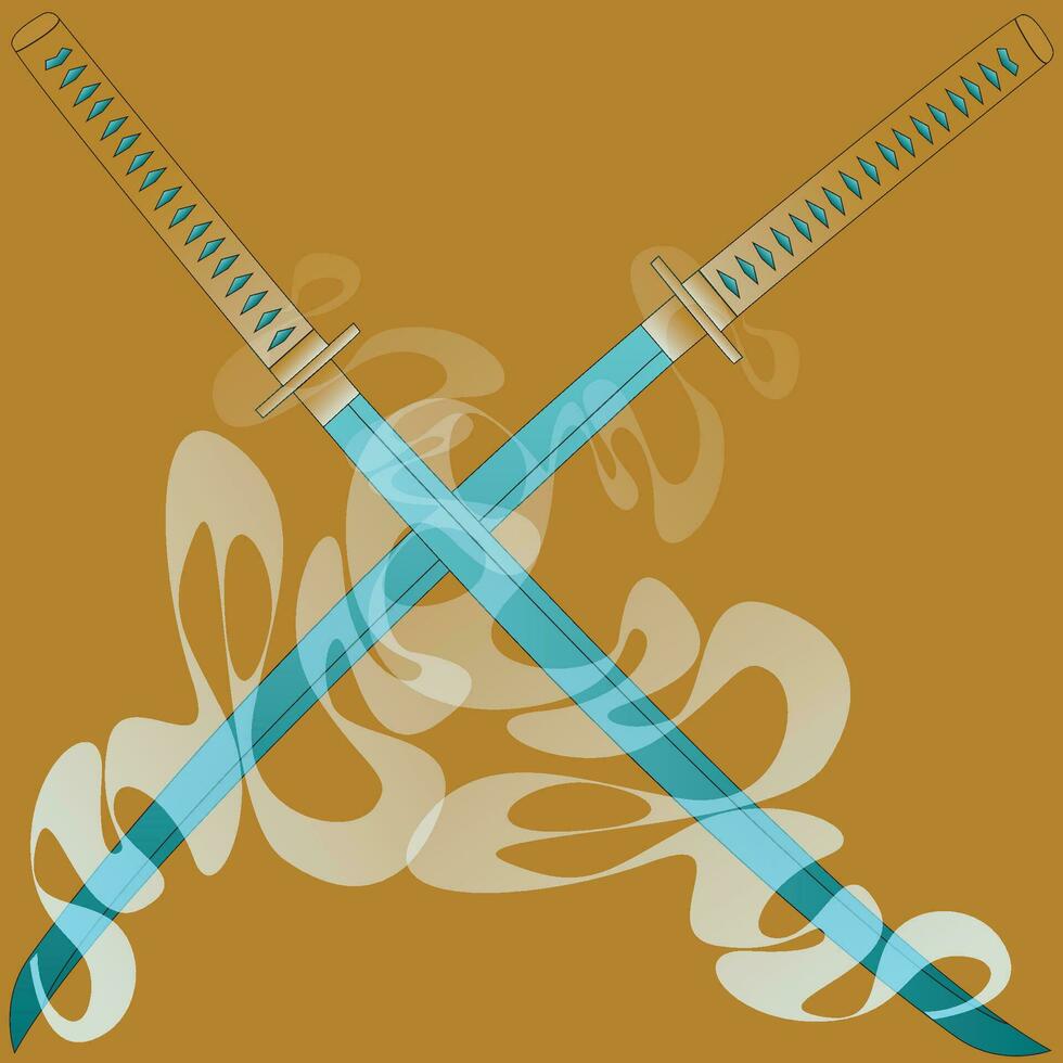 doble katana azul hielo elemento efectos vector