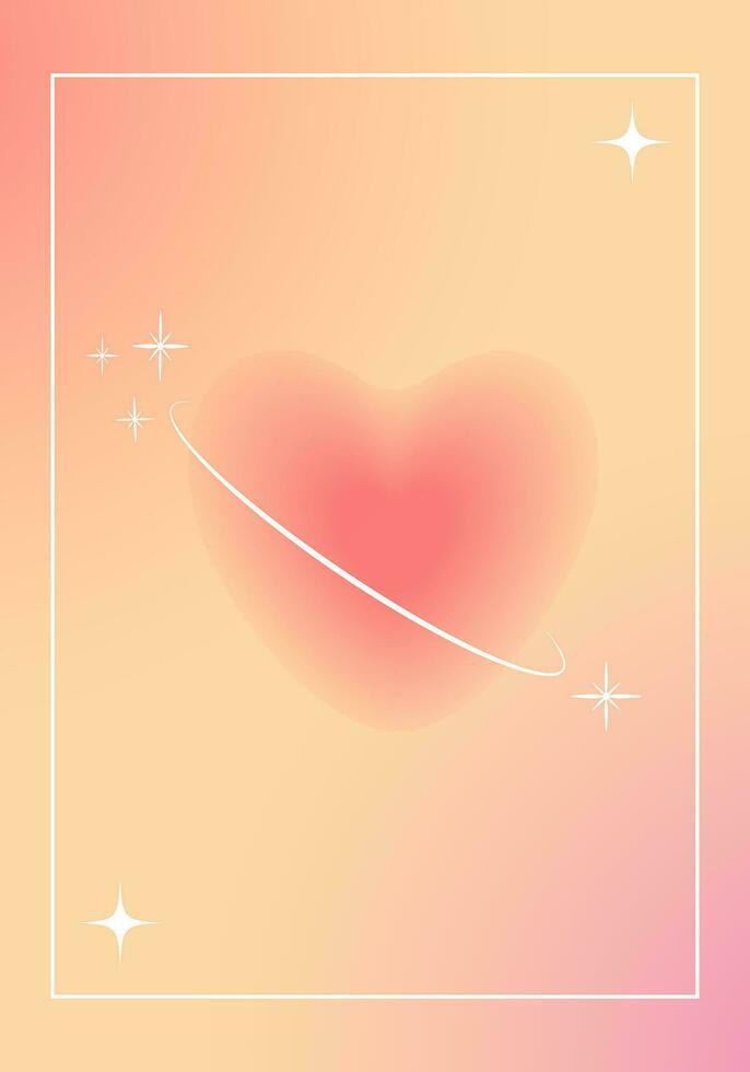 Poster pink with blurred heart. Background for romantic card in y2k style. vector
