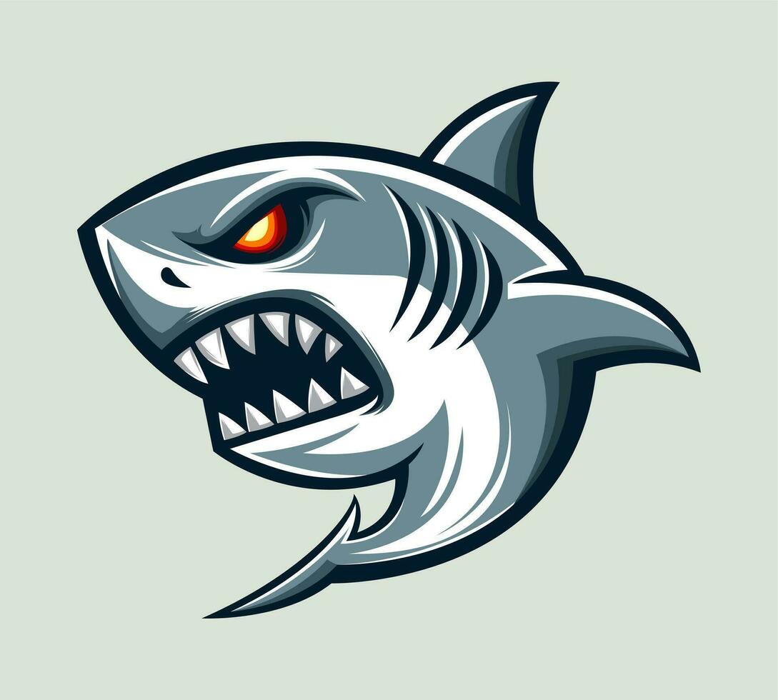 Shark logo e sport illustration vector, powerful, playful, angry, warrior editable. vector