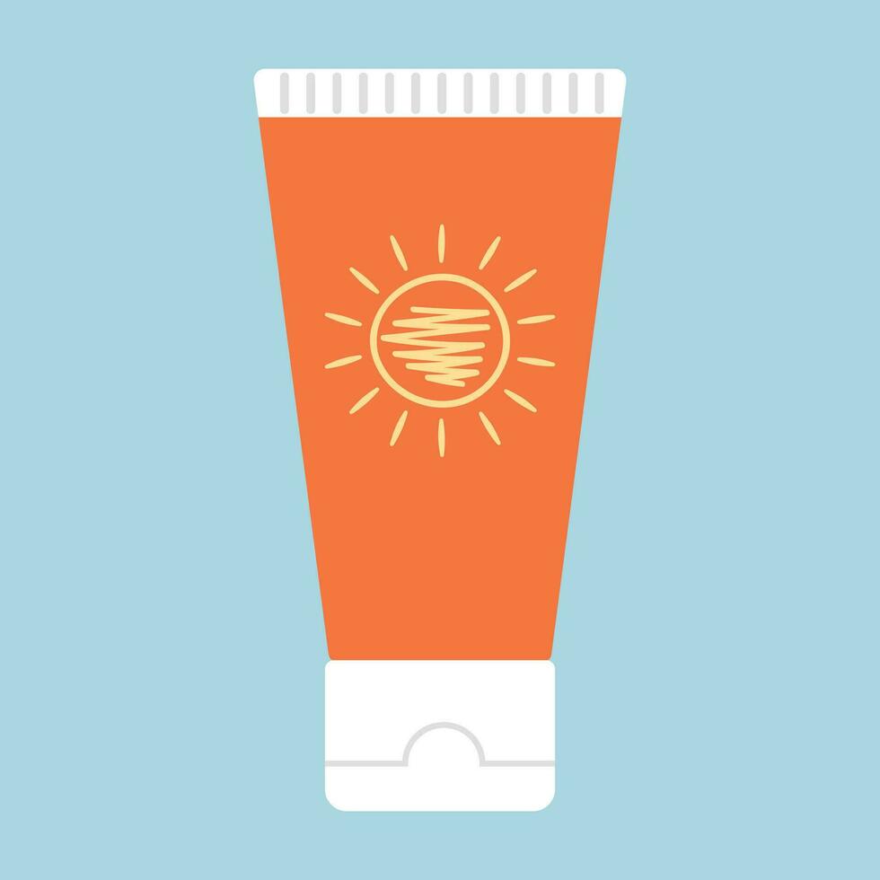 tubo con protector solar producto. spf verano protección de la piel producto. spf crema o loción. vector ilustración